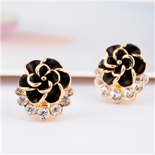 淘宝热卖耳饰【ED0109】国色天香精致牡丹山茶花水钻耳钉耳扣