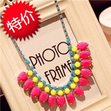 孙俪辣妈荧光水滴亚克力韩国璀璨夸张奢华个性项链B428