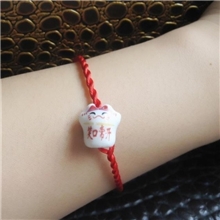 招财猫红绳手链批发陶瓷祝福语生肖星座网店礼品地摊