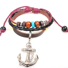 牛皮手环船锚个性手链创意礼品加勒比海盗饰品牛皮饰品批发