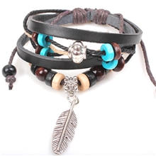 羽毛牛皮木珠手链印第安风格首饰批发最好卖饰品欧美外贸饰品