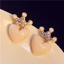 769韩版饰品清新超精水钻皇冠桃心爱心小可爱百搭耳钉【特价】