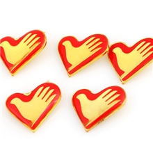 金属爱心形青年志愿者胸牌党徽胸章徽章水晶滴胶纪念章厂家直销