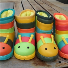 男女小童卡通毛毛虫雪地皮靴中邦鞋童加厚保暖