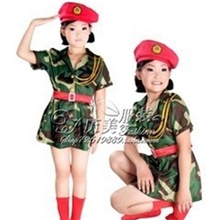 厂家供应定做儿童迷彩服套装迷彩表演服装儿童大型舞台演出服