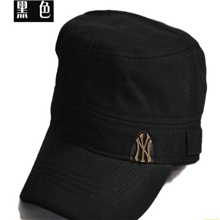 军帽平顶帽欧美款铜标设计男女士军帽子户外休闲平顶帽