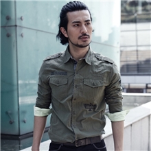 LIHOMME棉质军款风格衬衫男秋款男装长袖军款衫男军装衬衣寻真