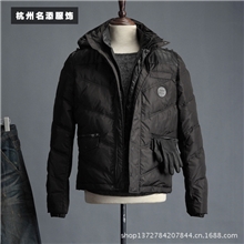 【90%白鸭绒】欧版拼皮男士羽绒服韩国代购夹克羽绒外套