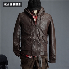 2013韩国冬装男装pu仿皮加厚外套水洗皮连帽夹克潮男品牌免费代理