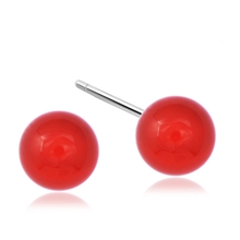 银饰厂家批发佳人如梦。S925纯银红/黑玛瑙猫眼石耳钉