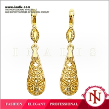 复古宫廷耳饰时尚韩版小饰品18K黄金色首饰镂空水滴耳环E345