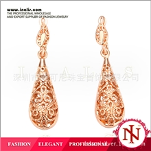 复古宫廷时尚韩版环保饰品18K玫瑰金首饰镂空水滴耳饰E016