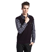 2013秋冬新品男士假两件衬衫领加绒加厚保暖内衣针织衬衫