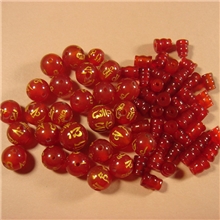 DIY饰品108颗佛珠配件天然红黑玛瑙六字真言三通佛头