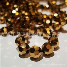 厂家直销4MM水晶玻璃32面电镀古铜色足球珠，规格齐全，10条起批