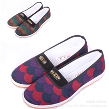 正宗老北京布单鞋花瓣条纹全棉浅口鞋妈妈套脚鞋大方养脚