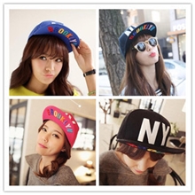 外贸帽子工厂韩国彩色字母平沿街舞嘻哈棒球帽子原宿翻檐帽