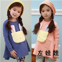 2013韩版秋款童装卡通兔子长袖女童连衣裙韩国原单外贸童裙