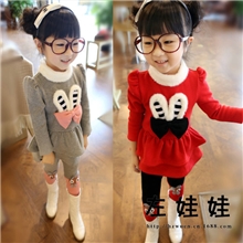 韩版秋款裤套装中小童不倒绒女童套装外贸原单