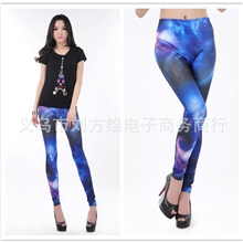 新款打底裤热销无缝星空打底裤银河系印花九分裤批发