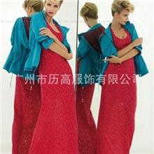 欧美春季新款厂家直销红色春装蕾丝修身显高连衣长裙