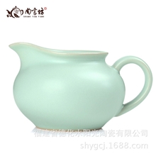 尚言坊汝窑茶海开片纹理正品汝瓷公道杯胖茶海(天青)SDP141