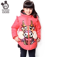 果果兔童装2013冬季新款卡通韩版女童棉衣儿童中长款棉袄棉服外套