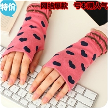 特价新款卡通手套露指爱心手套ST043冬季保暖毛线手套批发