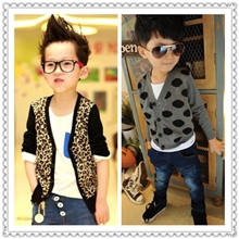 0577潮流童装批发2013新款韩版男童时尚豹纹开衫儿童波点外套