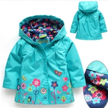 13外贸童装德国原单小老鼠女童防水风衣可爱花朵连帽外套新色到