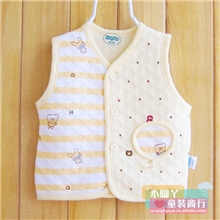 9002憨豆龙新款宝宝韩版纯棉保暖开身马甲批发[小脚丫童装]