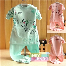 亮晨同品质1098宝宝纯棉肩扣秋衣秋裤套装批发宝宝内衣[小脚丫]