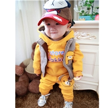 织里货源|小熊款羊羔绒儿童三件套套装|冬季套装|网络爆款童装