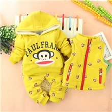 织里货源|猴子款儿童三件套套装|冬季羊羔绒套装|韩版童装套装