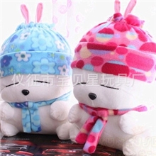 情侣流氓兔公仔批发迷彩帽可爱兔子毛绒玩具公仔节日创意礼物