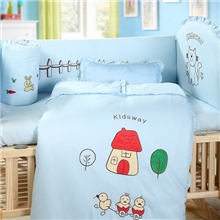 婴儿床品多功能婴儿睡袋婴儿用品可拉式睡袋绣花猫7件套