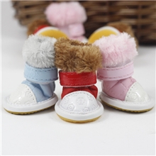 gx011showpet秋冬纯色毛边贴皮绣花暖靴宠物鞋子棉靴泰迪靴子