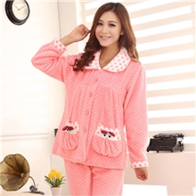 一件代发睡衣批发混批时尚韩版加厚法兰绒女生长袖睡衣