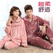 秋冬情侣珊瑚绒睡衣男女士加大码法兰绒睡衣加厚珊瑚绒家居服套装