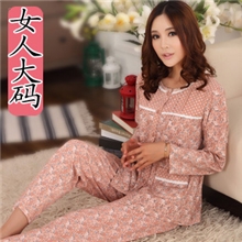 春秋中老年睡衣妈妈中老年妇女士长袖加肥加大纯棉家居服套装全棉