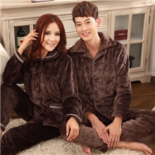 秋冬季新款法兰绒家居服批发情侣睡衣长袖情侣奢华高档睡衣