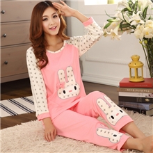厂家批发秋冬季新款睡衣女棉质长袖卡通可爱睡衣女家居服套装