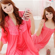 春夏薄款仿真丝两件套睡衣睡袍吊带睡裙家居服010厂家直销批发
