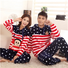 冬季珊瑚绒睡衣批发法兰绒情侣睡衣男女长袖加厚大码家居服代理