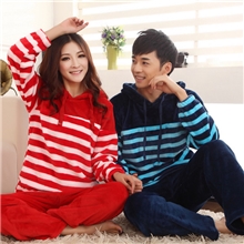 情侣睡衣女珊瑚绒冬款加厚男士法兰绒长袖家居服套装代理批发