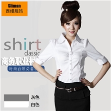 2013简单新款胸口抓褶皱小清新中袖上班淑女短袖条纹女装衬衫衬衣