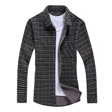 【伙拼】新款男士加绒衬衫长袖磨毛男式保暖衬衫男装拼接衬衫批发