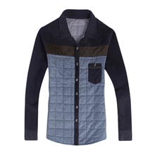 秋冬新款男士衬衣灯芯绒加棉保暖男士衬衫男装加绒加厚衬衫批发