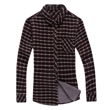 秋冬新款男士衬衫男加绒加厚男式保暖衬衫磨毛休闲男装衬衣批发