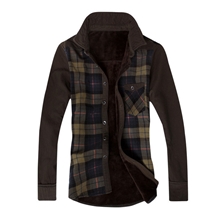 秋冬新款男装保暖衬衫男士加厚加绒衬衫批发长袖男式衬衣厂家